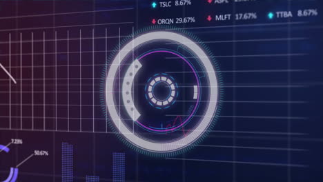 Animation of scope scanning and data processing over blue background