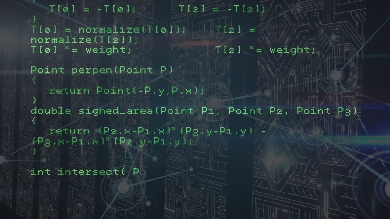Animation of data processing and connections over integrated circuits and servers