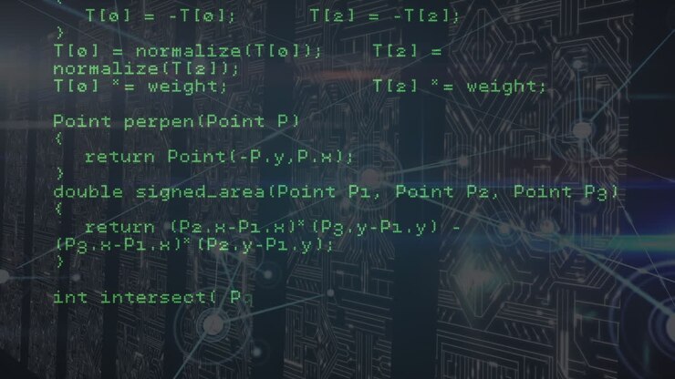 Animation af databehandling og forbindelser over integrerede kredsløb og servere