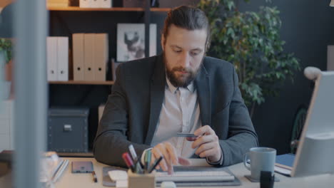 businessman paying bill online
