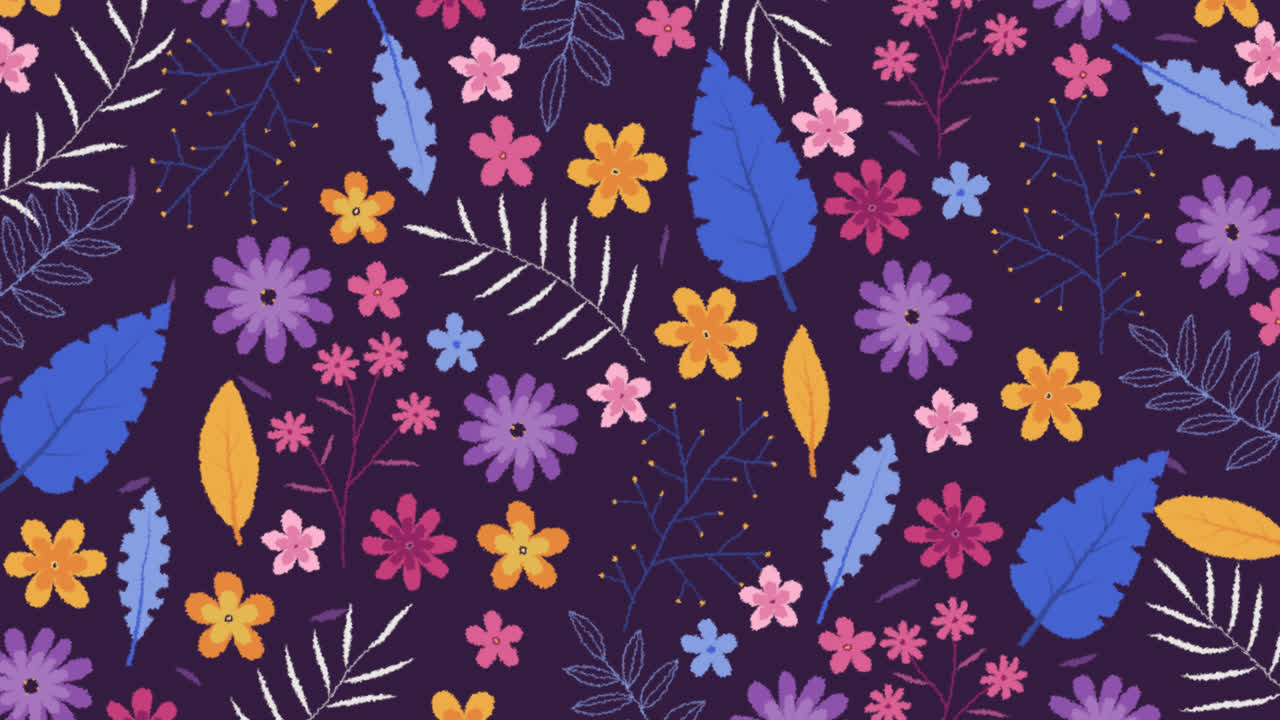 자연의 모션 그래픽 다채로운 꽃의 배경