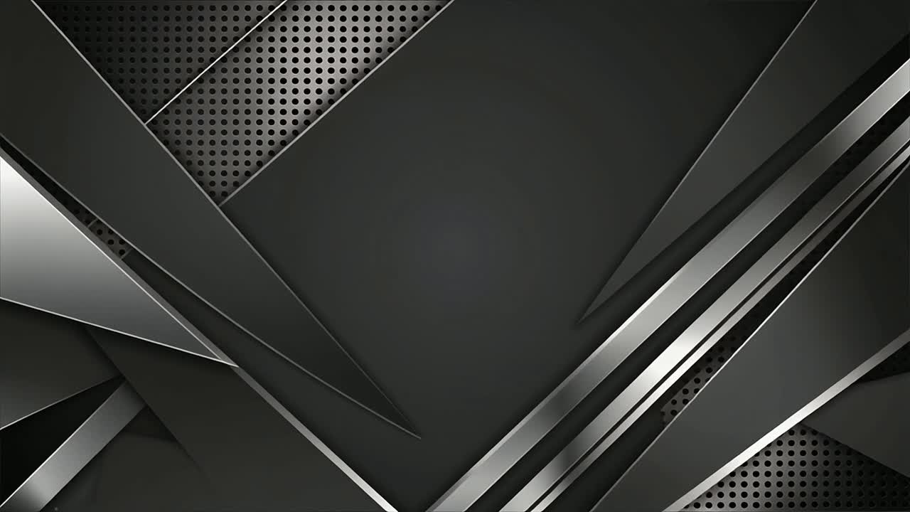 Abstract Dark Geometric Background with Metallic Shapes and Perforated Texture