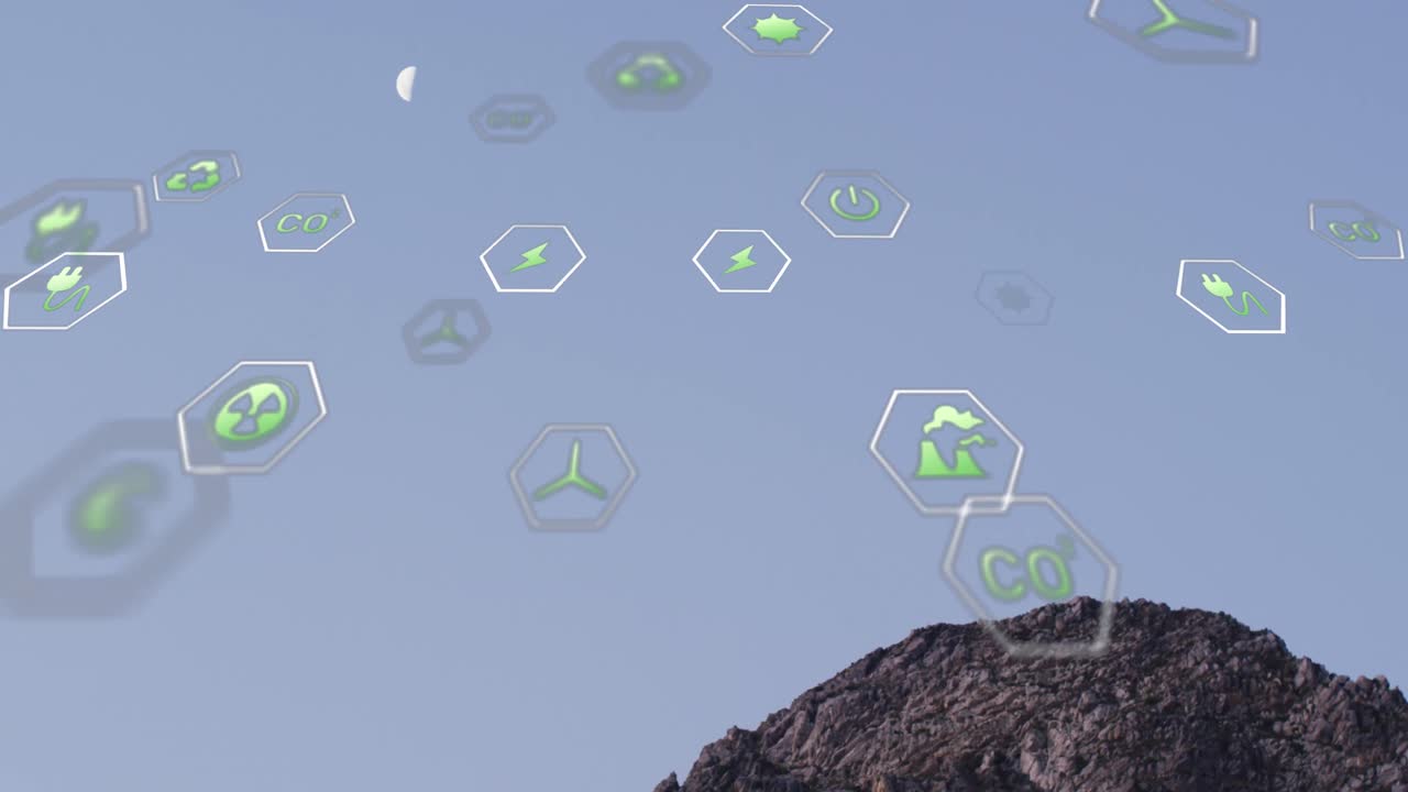 풍경 위의 지속가능성과 생태학 아이콘의 애니메이션