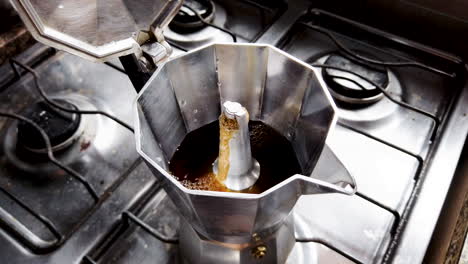 close up of italian coffee preparation. fix