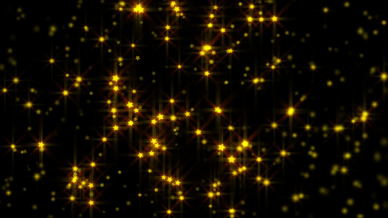 las estrellas de oro mágico de 4k. superposición en bucle