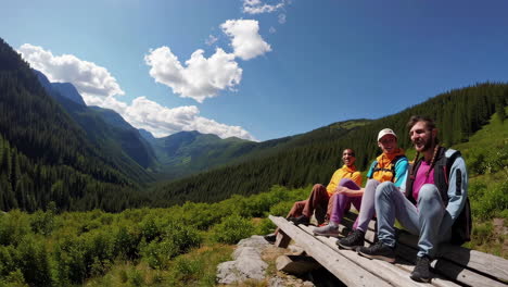 friends hiking in the mountains