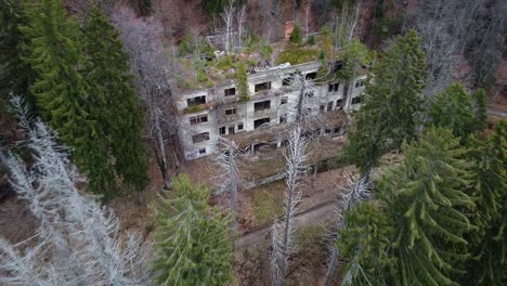 aerial view of abandoned sanatorium in the outskirts of zagreb, croatia