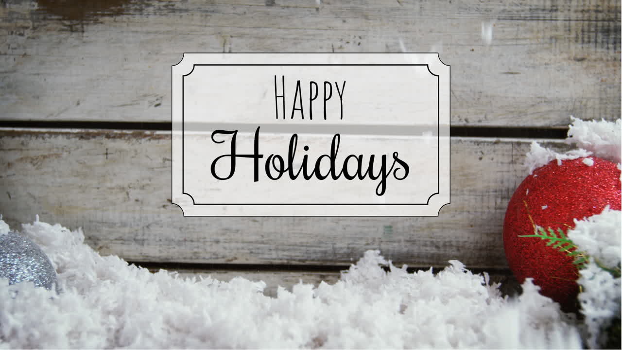 Happy Holidays text and Christmas decorations 4k
