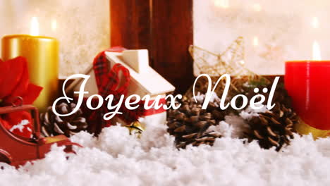 joyeux noã«l written over christmas decorations