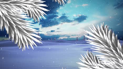 Animation-of-snow-falling-over-winter-scenery