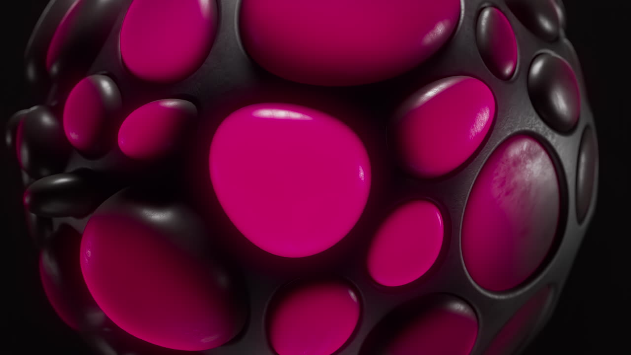 Looping abstract bubble sphere animation in pink and black
