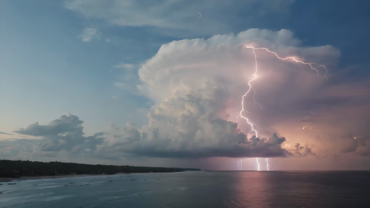 Lightning Storm Over Tropical Beach