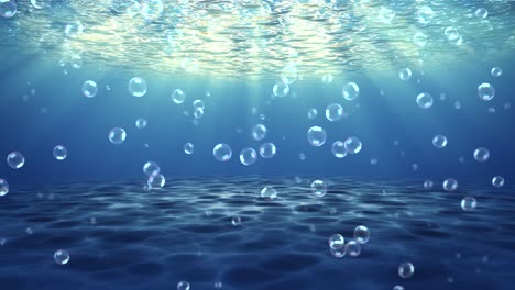 slow motion video air bubbles explode floating releasing air sea botton water surface 4k 3d green
