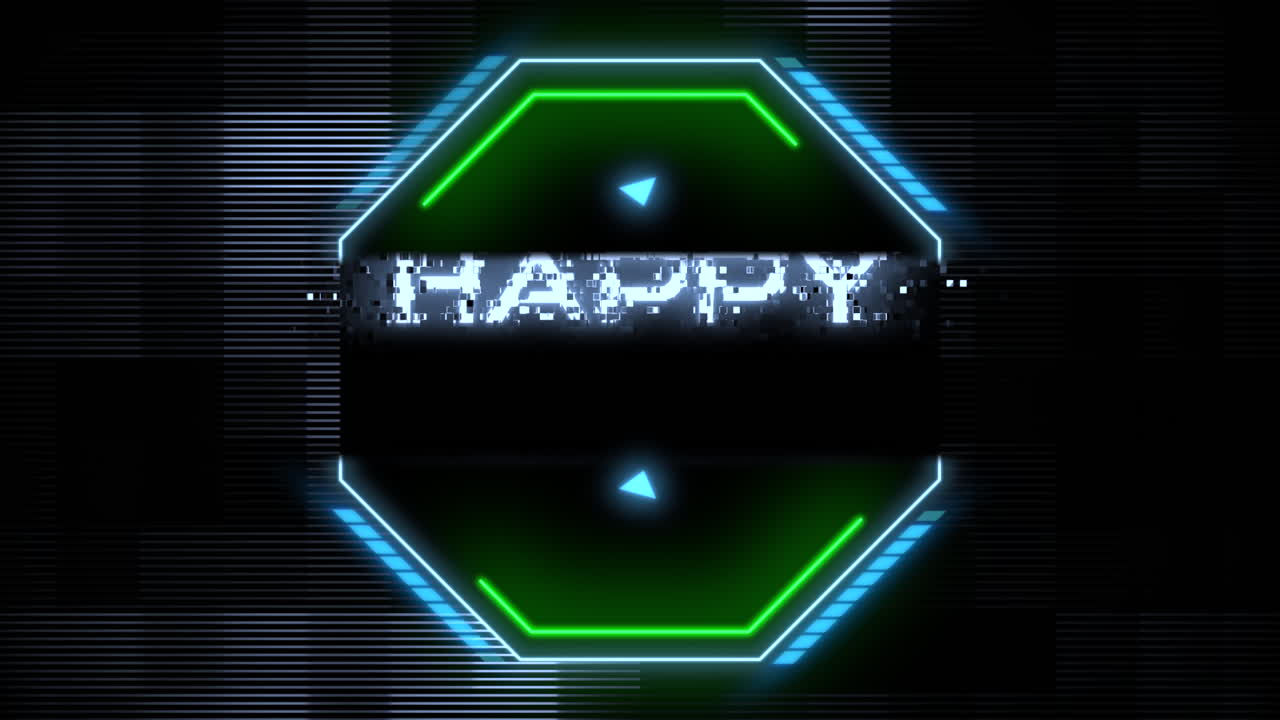 Futuristic neon sign Happy Holidays in vibrant green and blue