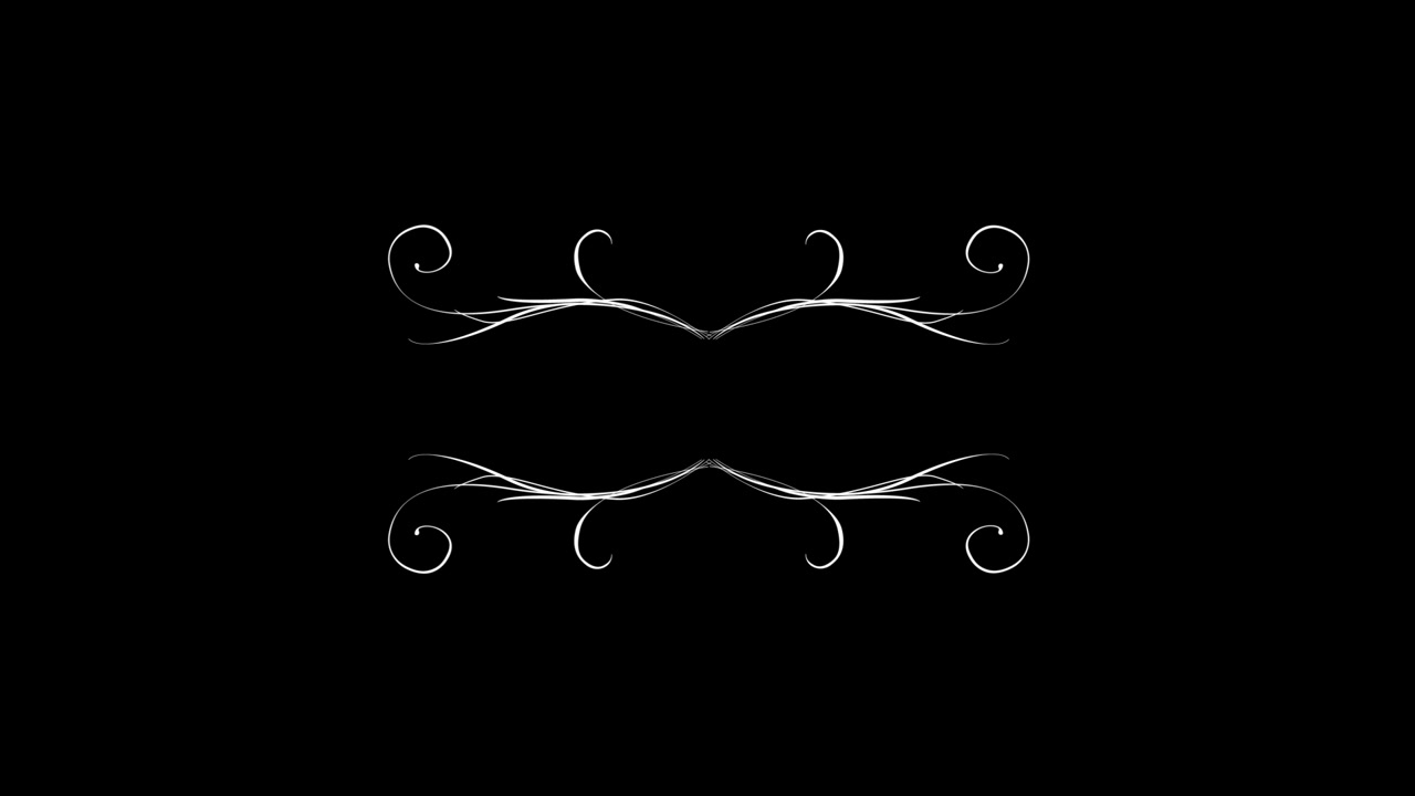 Animated White Floral Flourish Frame on Black Background