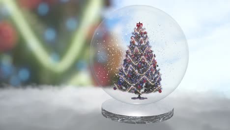 christmas snow glass ball globe and tree 3d render