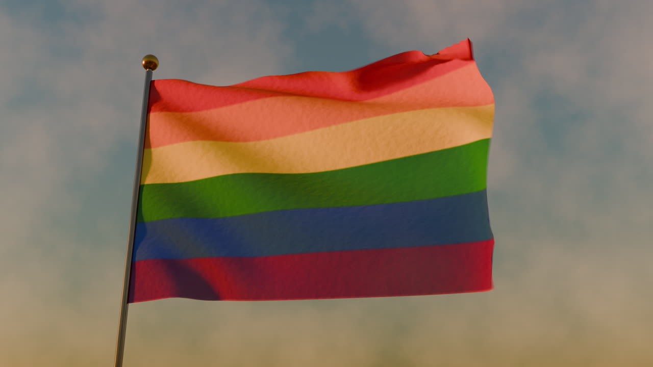 Agitando a bandeira arco-íris LGBTQ para o mês do orgulho
