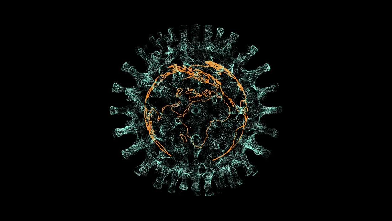 Corona virus with world map inside, loop animation