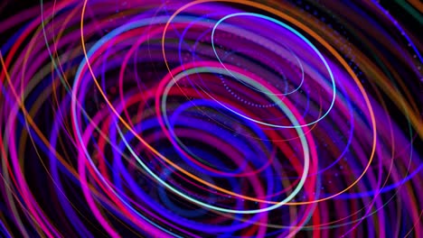flujo de luz forma estructura de anillo. efecto de luz como fondo en bucle abstracto con senderos de luz, flujo de líneas de neón multicolores en anillos de forma de espacio. fondo de diseño de movimiento moderno de moda.