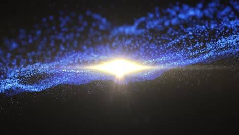 una animación generada digitalmente de un rastro de luz blanca que se mueve en un patrón hipnótico en una mochila naranja.