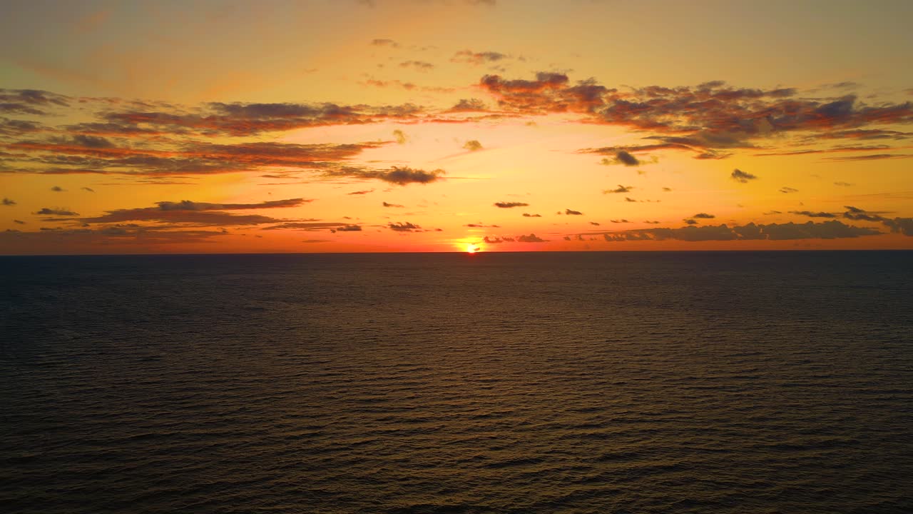 Aerial view of sunset horizon over the sea