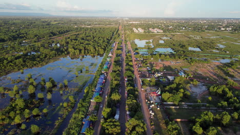 Siem-Reap,-Camboya,-Mercado-Callejero,-Noche,-Configuración,-ángulo-Alto