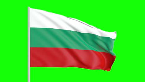 national flag of bulgaria waving in the wind on green screen with alpha matte