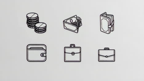 finance and business line icon set