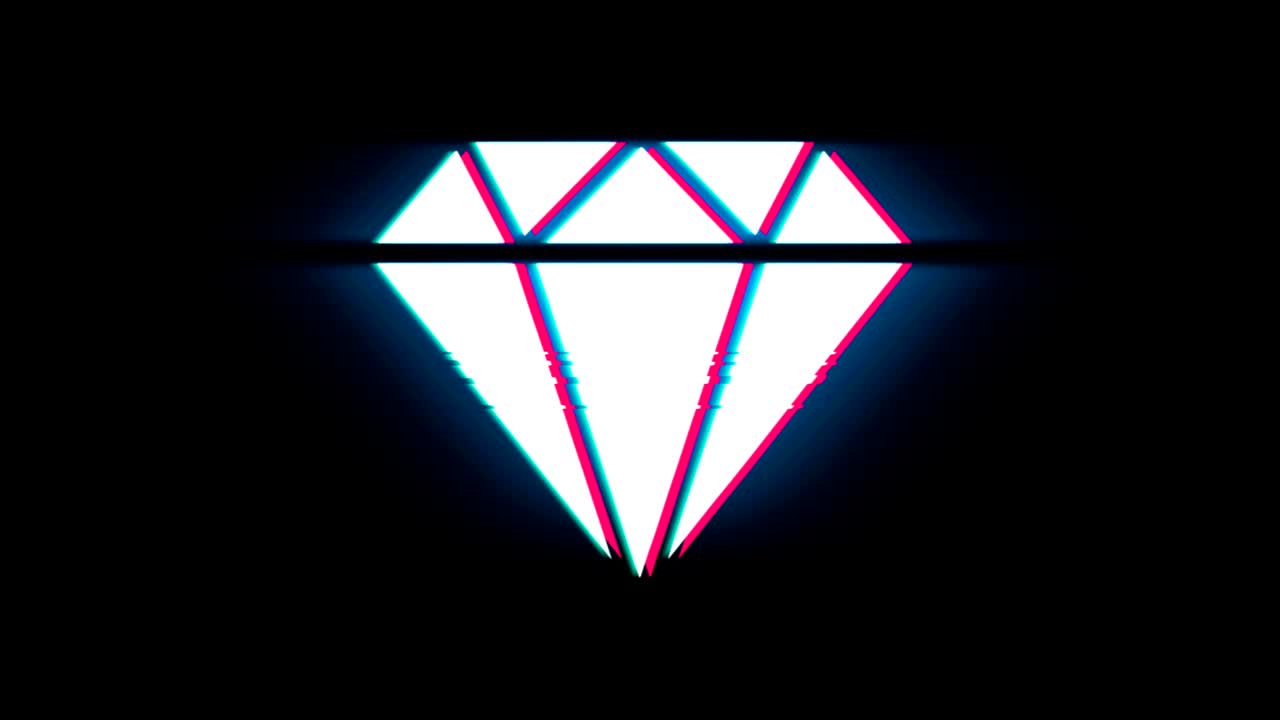 다이아몬드 기호는 글리치 레트로 빈티지 애니메이션에 있습니다.