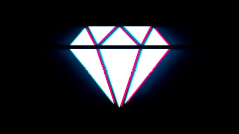 diamond symbol on glitch retro vintage animation.