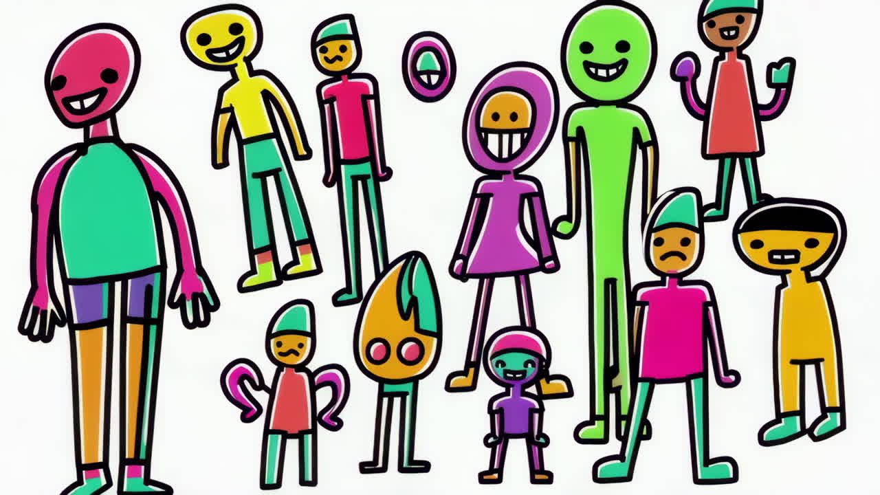 Colorful Abstract Cartoon Characters Collection