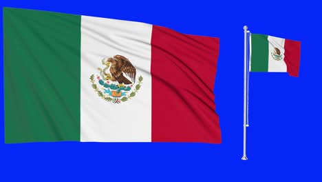 green screen waving mexico flag or flagpole