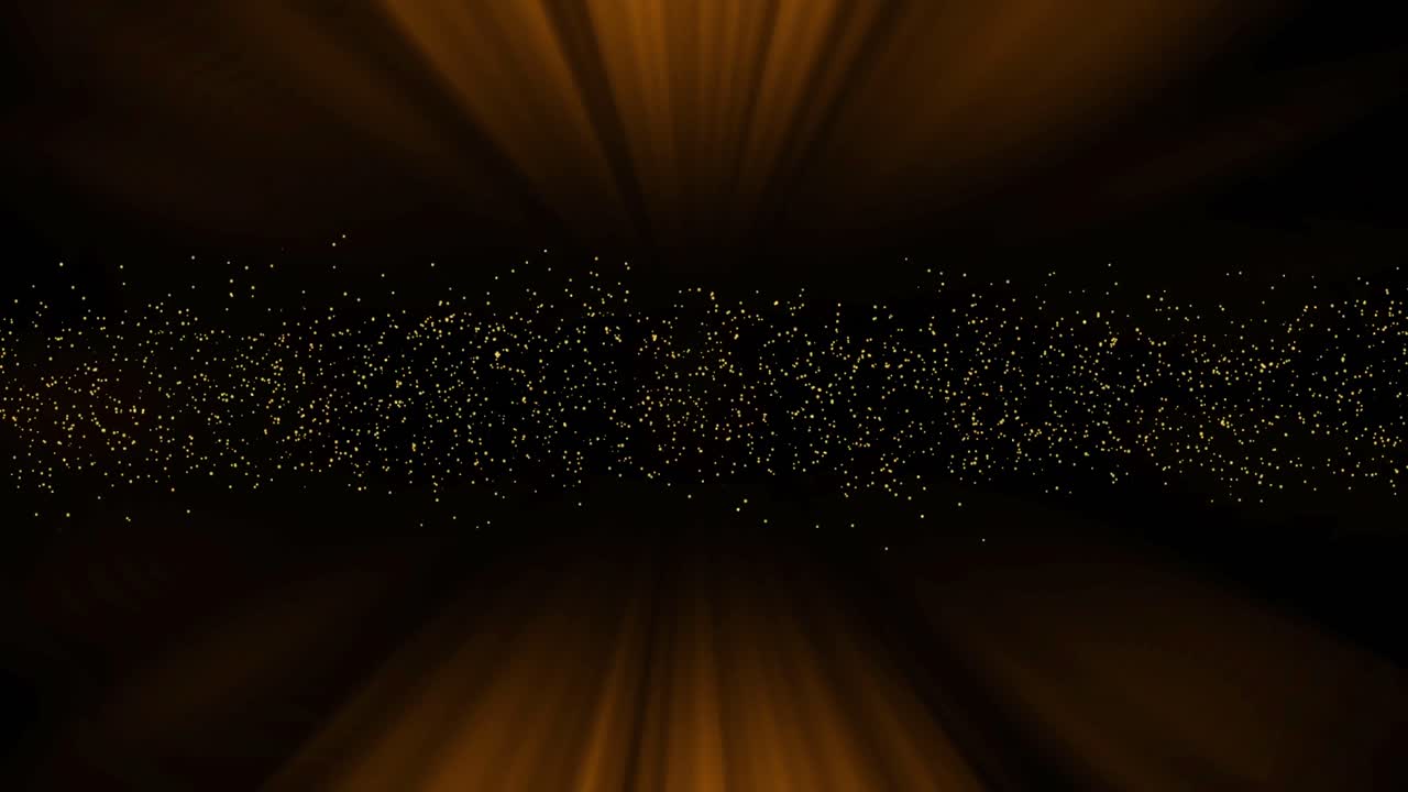 검은색 배경 위에 떨어지는 콘페티와 빛의 광선의 애니메이션