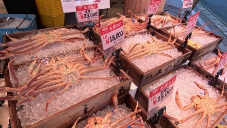 crabs for sale at a bustling seafood market