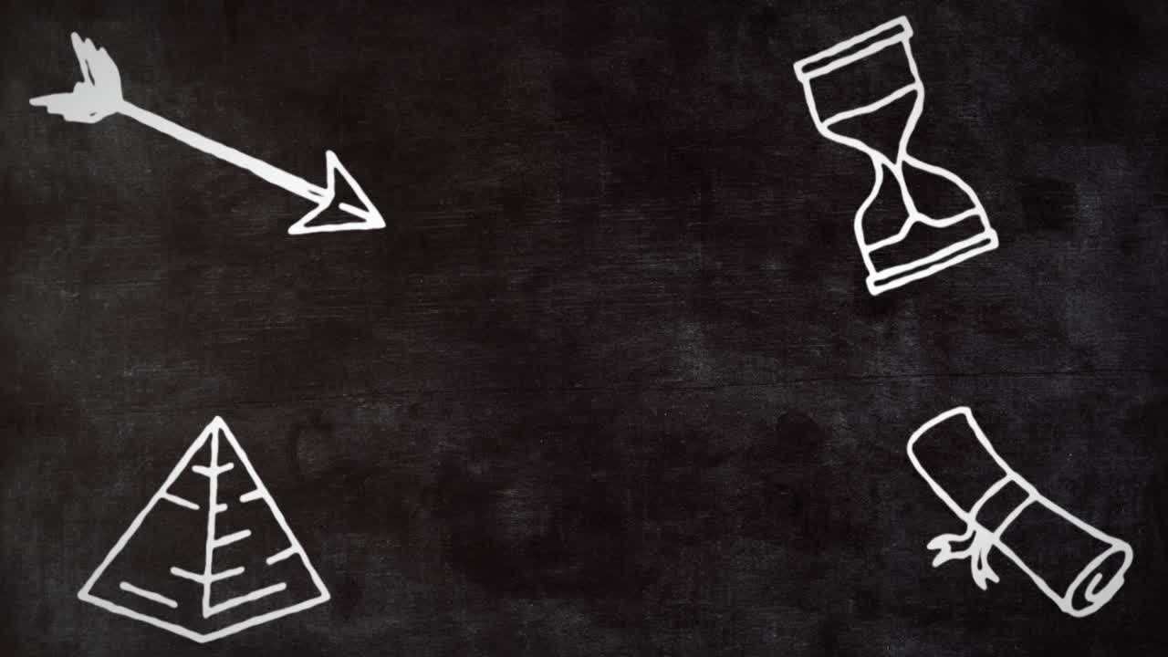 검은 바탕 위에 있는 학교 아이콘의 애니메이션