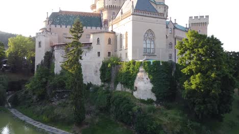 trim gothic 12th century meddieval castle with walls and moat water in bojnice slovakia europe