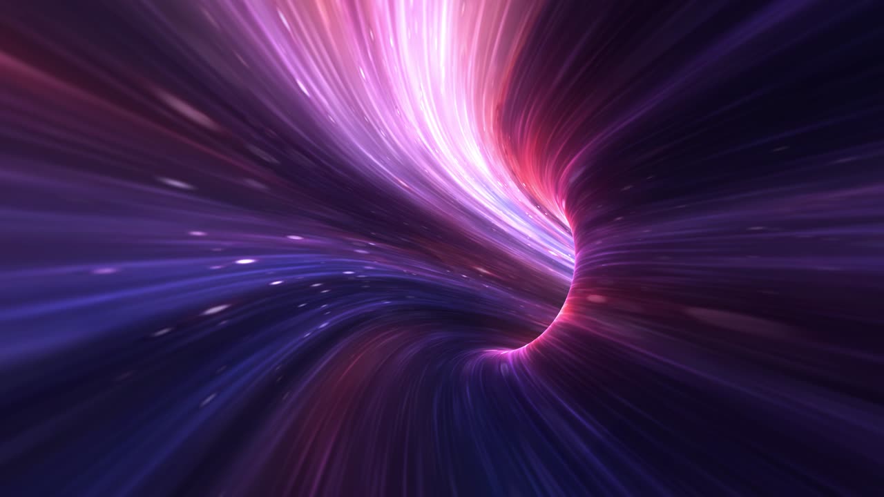 túnel de energía abstracta en el espacio. viaje de agujero de gusano a través del tiempo y el espacio. deformación del espacio de agujeros de gusano, ciencia ficción. agujero negro, túnel de hiperespacio de vórtice. renderización 4k 3d, bucle sin costuras