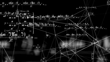 Mathematical formulas move in space, science and mathematical research and development concepts. Video loop