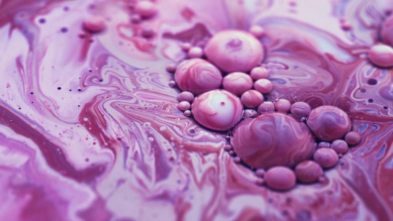 Bubbles filled with purple paint