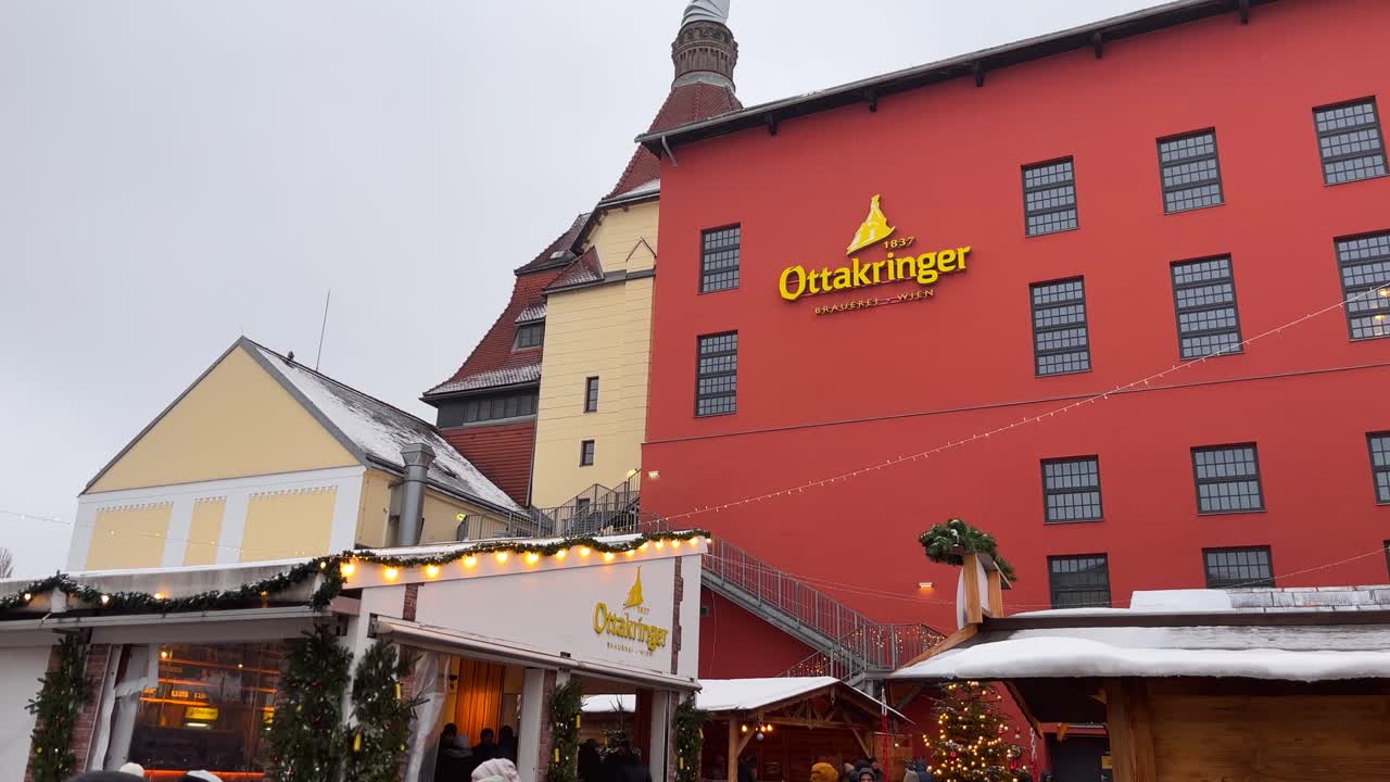 Christmas market in vienna infront of oettinger brewery