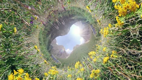 perspective bending of mountains in springtime