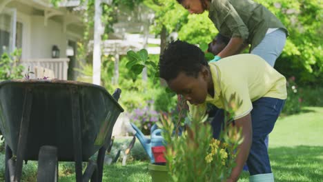 family gardening together