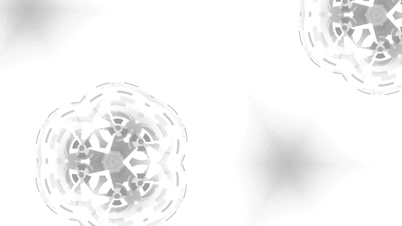 추상적인 둥근 칼레도스코프 애니메이션, 원과 함께 하이테크 배경.