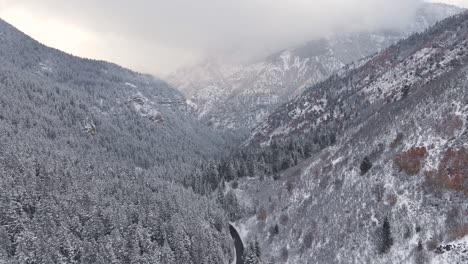 aerial view of the snowy wasatch mountains in utah