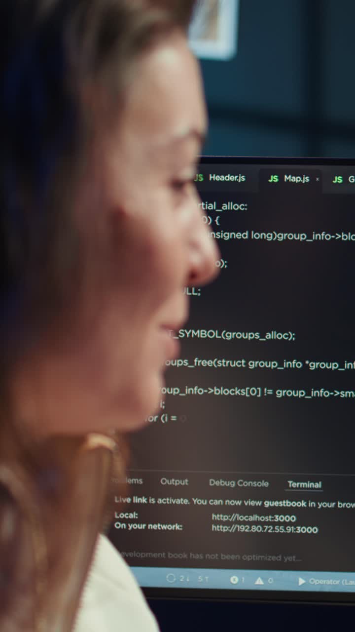 Vertical video Woman excited about accomplishment, preventing malware