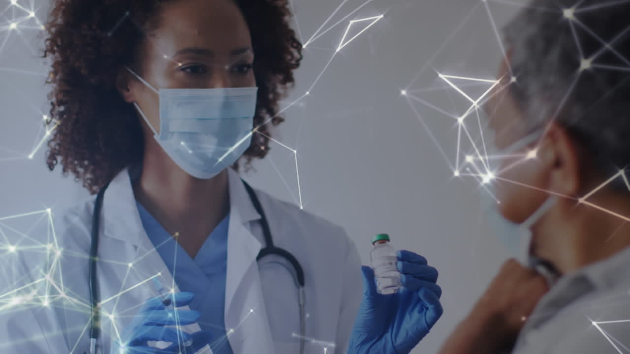 Animation of connections over diverse doctor and patient vaccinating