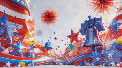 patriotic american celebration with fireworks and stars