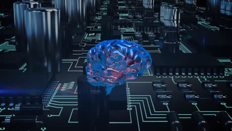 Glowing brain and computer circuit board
