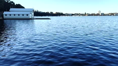 boathouse medium shot on swan river at peppermint grove, perth, western australia