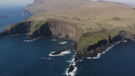 breathtaking scene of faroe islands and akraberg lighthouse in distance at the southern tip of suduroy in denmark